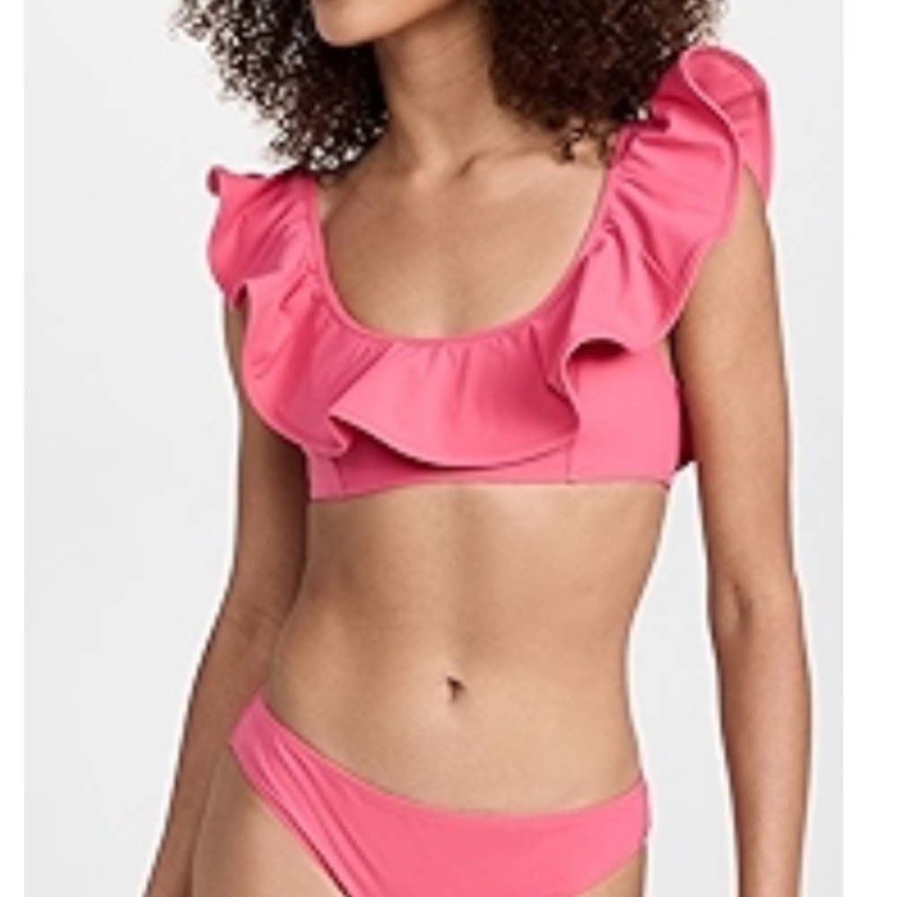 Ulla Johnson Pink Ruffle Bikini honey suckle size xl